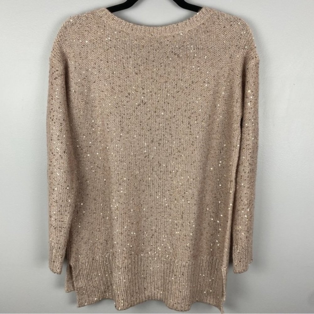 NYDJ Sequin Oversized Ntral Sweater XS Cream Pink Cameo - Picture 7 of 13